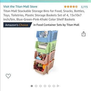 Stackable Storage Bins, Plastic Storage Baskets Set of 4, 15x10x7